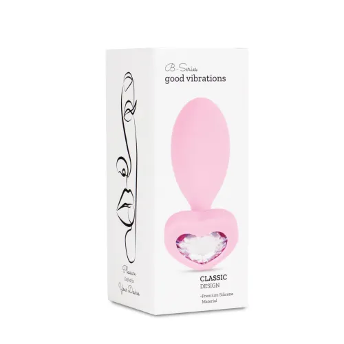 Анальна пробка B - Series Lyla Silicone Anal Plug With Heart Crystal Base - купити в Україні | Секс шоп SEX-SHOP.ua