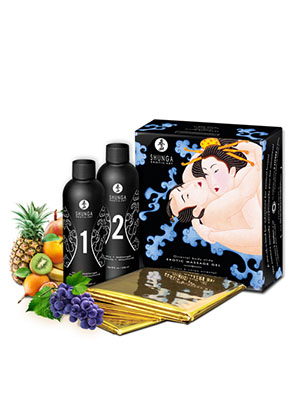 Shunga Massage Gel - набор для эротического массажа (Экзотические фрукты), 500 мл Shunga Massage Gel - набор для эротического массажа (Экзотические фрукты), 500 мл