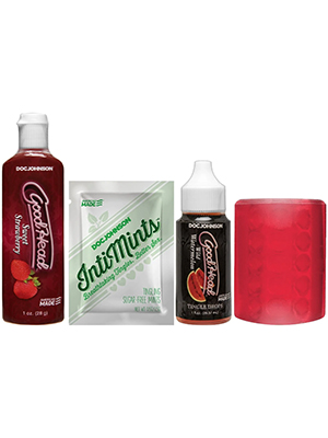 Doc Johnson GoodHead Fundamentals Kit набір для мінета змазка, збуджуючі краплі та мастурбатор Doc Johnson GoodHead Fundamentals Kit набір для мінета змазка, збуджуючі краплі та мастурбатор
