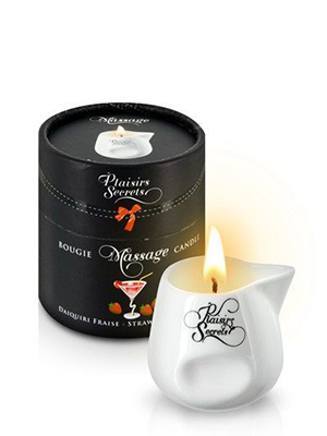 Plaisirs Secrets Strawberry Daiquiri - Массажная свеча с ароматом клубничного дайкири в подарочной упаковке, 80 мл