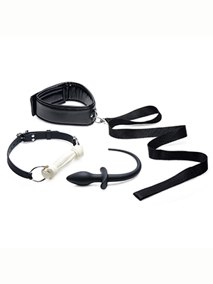 Tailz Puppy Play Set - Gag, Plug, & Collar - ролевой БДСМ набор щенка: кляп, анальная пробка с хвостом, ошейник