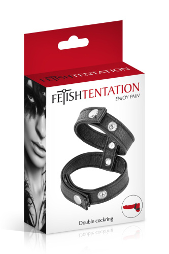 Fetish Tentation Double Сockring - подвійне ерекційне кільце з обхватом для мошонки - купити в Києві, Україні