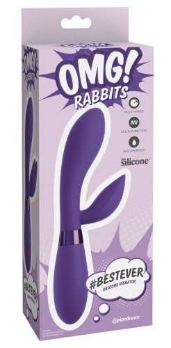Pipedream OMG Bestever Silicone Vibrator - Ввибратор-кролик с ушками, 21 см (фиолетовый)