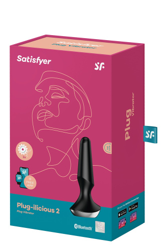 Satisfyer Plug-ilicious 2 - Анальна смарт-пробка, 14х3 см, (чорна) - купити в Києві, Україні