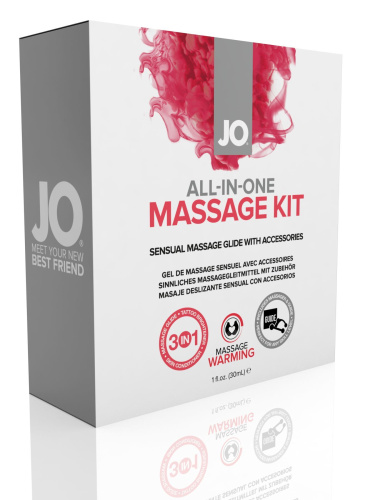 System JO All-In-One Massage Gift Set -  набор для массажа: разогревающий гель, массажер и свеча