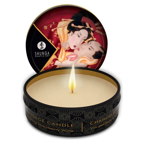 Shunga Candle Sparkling Strawberry Wine - Массажная свеча с ароматом игристого клубничного вина, 30 мл