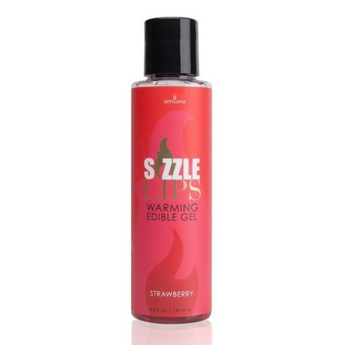 Sensuva - Sizzle Lips Strawberry - Согревающий съедобный массажный гель, 125 мл.