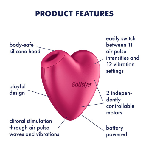 Вакуумный стимулятор-сердце с вибрацией Satisfyer Cutie Heart Battery Series