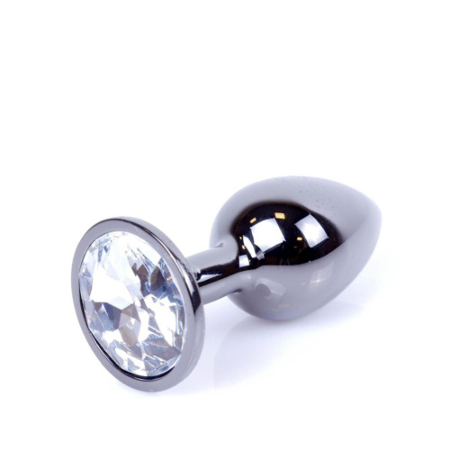 Металлическая анальная пробка с кристаллом B-Series Jewellery Dark Silver