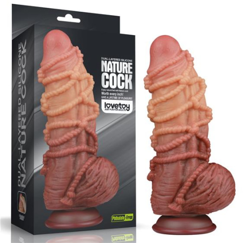 Реалистичный фаллоимитатор LoveToy Dual-Layered Silicone Cock With Rope, 24,5 см