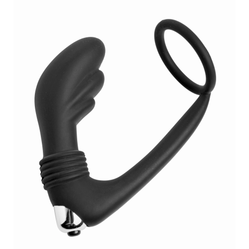 Prostatic Play Cock Ring Vibrating Prostate вибростимулятор простаты с эрекционным кольцом, 12.7 см (чёрный)
