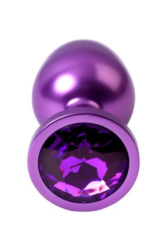 TOYFA Metal - Фиолетовая анальная пробка с кристаллом цвета аметиста, 6,9 см