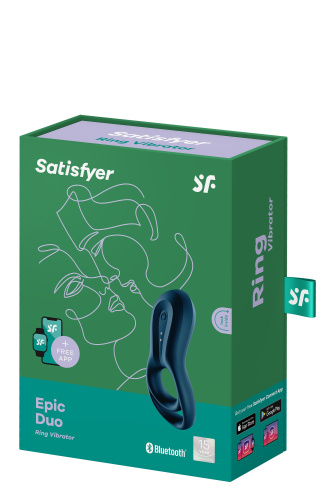 Satisfyer Epic Duo Connect App - эрекционное смарт кольцо с вибрацией, 11.1х4.9 см (синий)