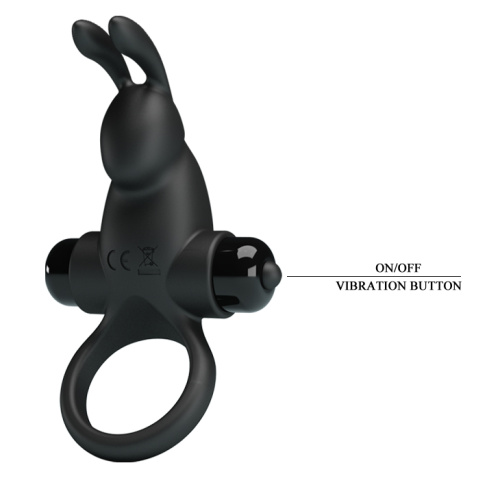 Pretty Love Vibro Penis Ring Rabbit I - Ерекційне кільце з вібрацією, 11.3х2.8 см (чорний) - купити в Києві, Україні