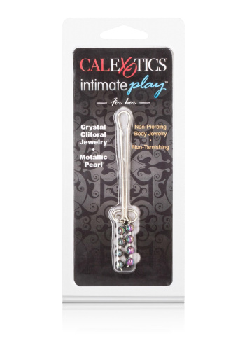 California Exotic Novelties Beaded Clitoral Jewelry - затискач для статевих губ з намистинами, (сріблястий) - купити в Києві, Україні