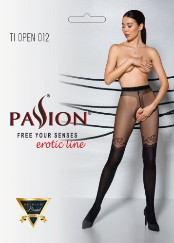 Passion Tiopen 012 - Колготки с открытым доступом, 3/4 (чёрный)