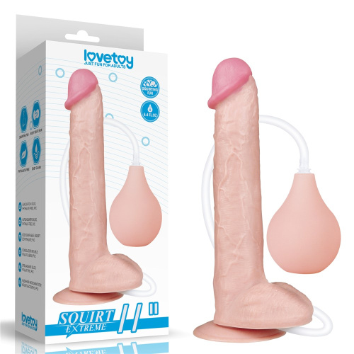 LoveToy Squirt Extreme Dildo Flesh 11 '' - Фаллоимитатор с эякуляцией, 28х4.8 см