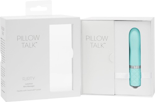 Pillow Talk Flirty Teal - Роскошный вибратор с кристаллом Сваровски, 7х2.2 см