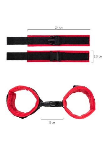 Anonymo Handcuffs Velour - мягкие наручники, (красные)