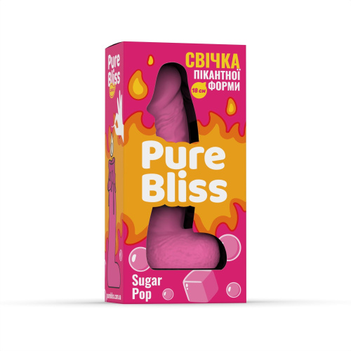 Свеча член с ароматом жвачки Pure Bliss Sugar Pop Pink, 18 см