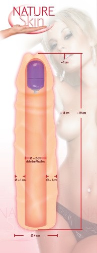 Nature Skin Sleeve With Bullet - Насадка, що подовжує, на пеніс, +до 3.8 см (тілесний) - купити в Києві, Україні