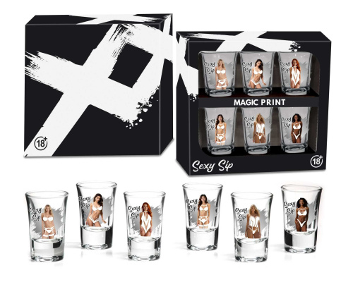 Нобор рюмок House of Mugs Sexi Sip Magic Print Women, 6 шт. по 35 мл