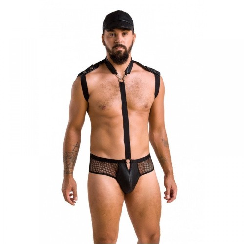 Passion - 038 SET JOHN black - Сексуальный мужской комплект с кепкой, L/XL