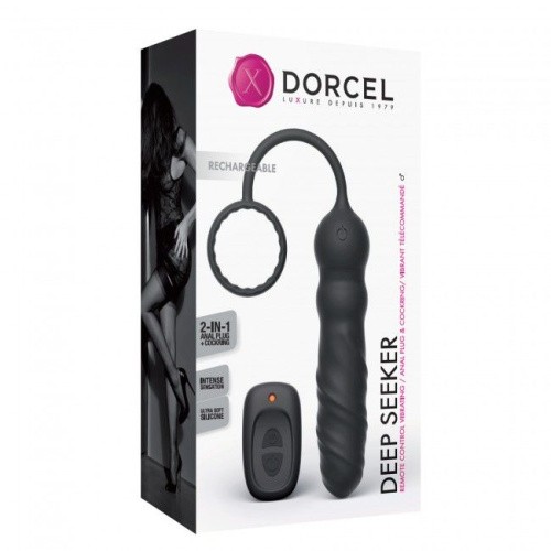 Dorcel Deep Seeker анальный вибратор с эрекционным кольцом и дистанционным управлением, 25.8х3.5 см