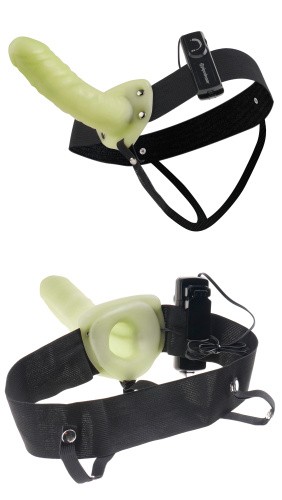 Fetish Fantasy by Pipedream - Vibrating Hollow Strap-On - Полый страпон с вибрацией светящийся в темноте, 16х4 см