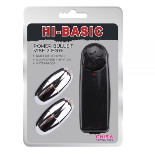 Hi-Basic Power Bullet Vibe 2 Egg - Виброяйца 2 шт, 5,5х2,5 см (серебристый)