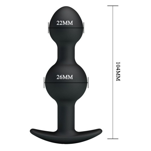 Pretty Love silicone Anal balls Black - Анальна пробка зі зміщеннями центрів ваги, 10,4х2.2-2.6 см (чорний) - купити в Києві, Україні