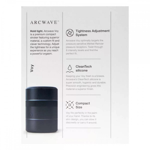 Arcwave Voy Compact Stroker - Мастурбатор сквозной с регулировкой герметичности, 11.5х8 см