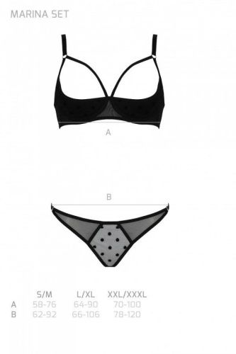 Эротический комплект Passion MARINA SET WITH OPEN BRA, XXL/XXXL