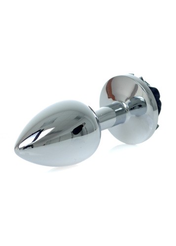 Boss Jewellery Silver Plug Rose Black - Анальная пробка, 9х3.4 см (чёрный)