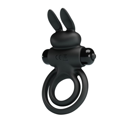 Pretty Love Vibro Penis Ring Bunny III Black - виброкольцо, 9.7х4 см (черный)