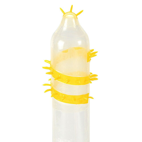 Насадка на член Recare Spike Condom Yellow (с усиками и спиралью шипов)