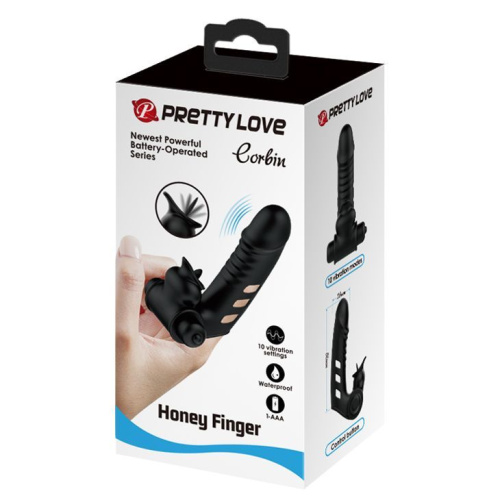 Pretty Love Corbin Finger Vibrator Black - Насадка на палец, 11х2.8 см (чёрный)