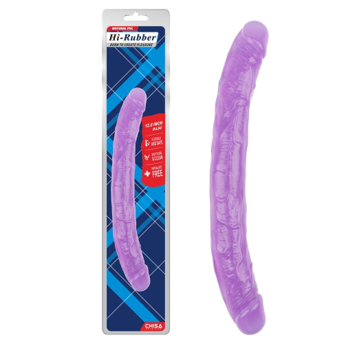 Hi-Rubber 12.8" Double Dildo Purple - Двухсторонний фаллоимитатор, 32,5 см (фиолетовый)