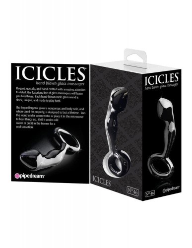 Pipedream Icicles No.46 - массажер простаты, 8х2.5 см (черный)