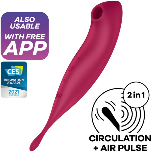 Satisfyer Twirling Pro+ - Точечный вибратор с вакуумной стимуляцией, 22.2х4 см (красный)