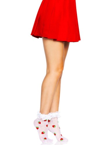 Leg Avenue Strawberry - Акуратні шкарпетки, OS (білий) - купити в Києві, Україні