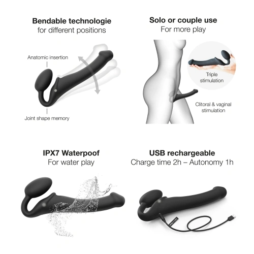Безремневой страпон Strap-On-Me Vibrating M, 18 см