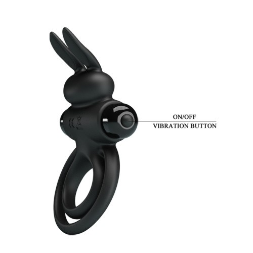 Pretty Love Vibro Penis Ring Bunny III Black - виброкольцо, 9.7х4 см (черный)