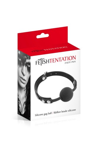 Fetish Tentation Silicone Gag Ball - Класичний кляп із силіконовою кулькою (чорний) - купити в Києві, Україні