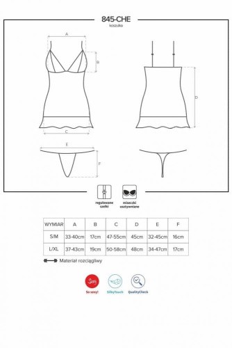 Комплект Obsessive 845-CHE-5 chemise (L/XL)