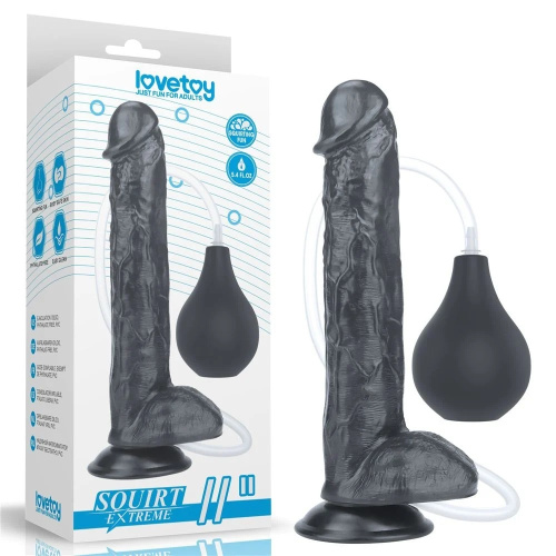 LoveToy - 11'' Squirting Dildo - Фаллоимитатор с эякуляцией, 28х4.8 см (чёрный)