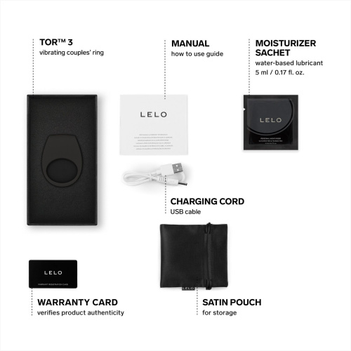 Ерекційне кільце з вібрацією LELO Tor 3 Black - купити в Києві, Україні