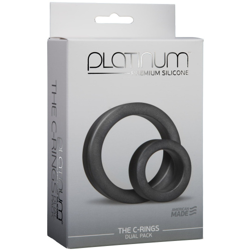 Doc Johnson Platinum Premium Silicone - The C-Rings - Charcoal - набор эрекционных колец, диам 2.5 и 4.4 см
