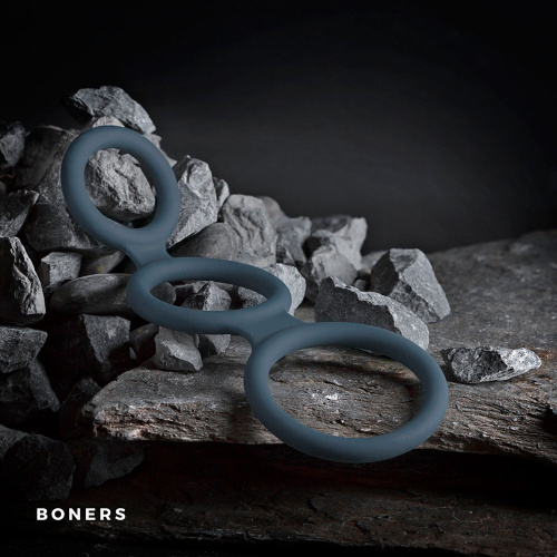 Boners Triple Cock Ring - Потрійне ерекційне кільце, (сірий) - купити в Києві, Україні