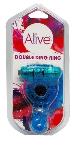 Эрекционное виброкольцо Alive: Double Ding Ring Blue